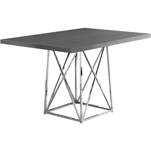 48" Dining Table in Grey & Chrome Metal